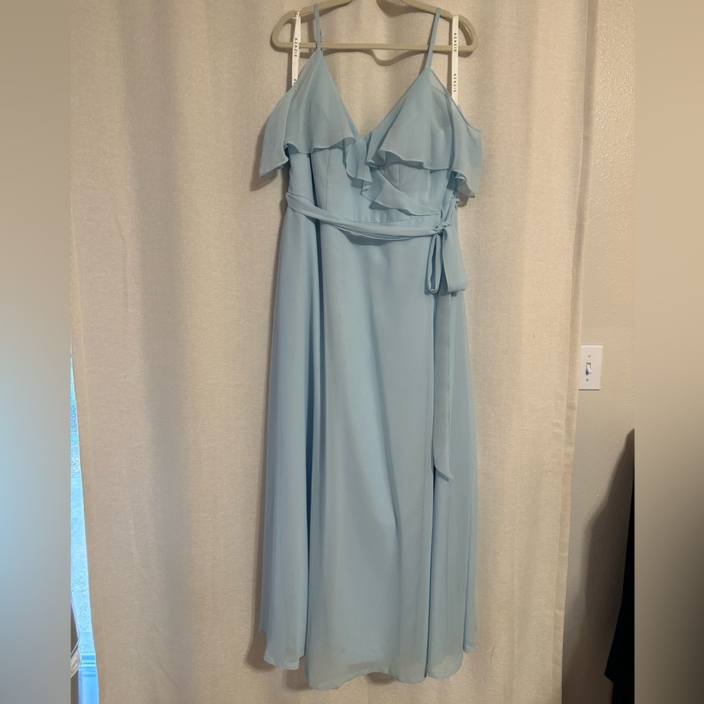 Azazie Vianna sky blue chiffon dress